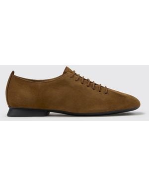 Camper Casi Myra Suede Lace-Up Shoes With Low Heel - Brown