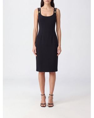 Versace Midi-Etuikleid Aus Schurwolle Mit Cut-Outs Und Eckigem Ausschnitt - Schwarz