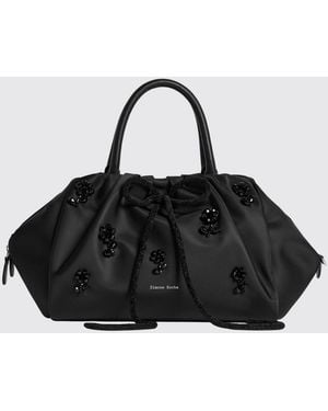 Simone Rocha Draped Nylon Bag With Embroidered Crystals - Black