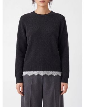 Loulou de Saison Crew-Neck Cashmere Jumper With Lace Inserts - Blue