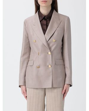 Tagliatore Double-Breasted Virgin Wool And Silk Blazer - Natural