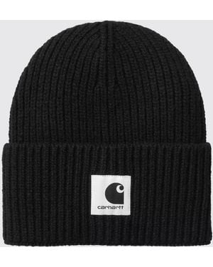Carhartt Bonnet En Mélange De Laine Avec Revers Et Patch Logo Frontal - Noir