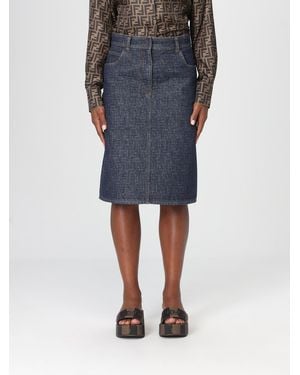 Fendi Ff Jeans-Bleistiftrock - Blau