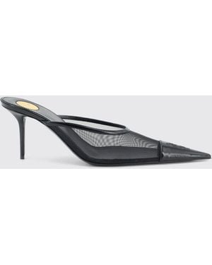 Saint Laurent Renée Mesh And Leather Mules With Ysl Monogram - White