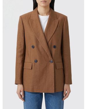 Brunello Cucinelli Double Breasted Linen And Silk Blend Blazer - Brown