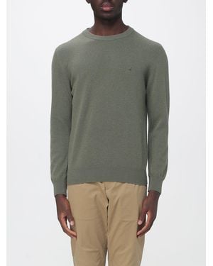 Brooksfield Crew-Neck Wool Sweater With Ribbed Cuffs And Hem - Gray