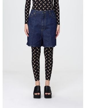 Marine Serre Cotton Denim Shorts - Blue