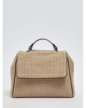 Orciani Sveva Small Raffia Handbag With Removable Shoulder Strap - Natural
