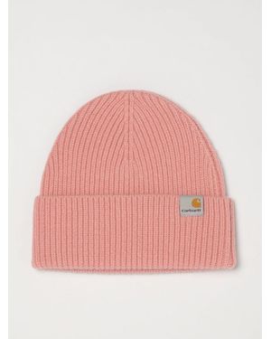 Carhartt Gerippte Gabe Beanie Von Aus Woll-Kaschmir-Mischung Mit Umschlag - Pink