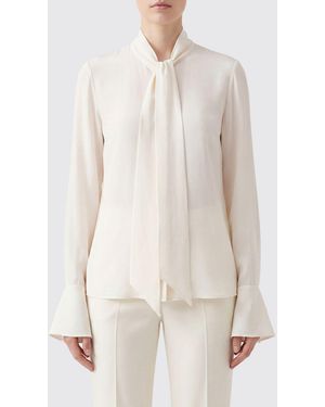 Nina Ricci Blusa De Seda Con Cuello De Lazo Y Puños Acampanados - Blanco