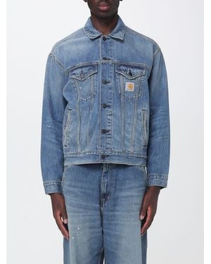 Carhartt Helston All-Over Abstract Print Denim Jacket With Logo Patch - Blue