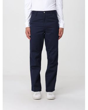 Carhartt Simple Wide-Leg Cotton-Blend Pants With Rear Logo - Blue