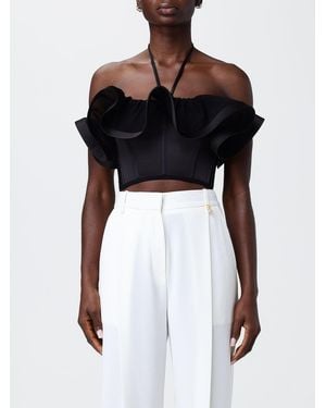 Elisabetta Franchi Crêpe Top With Ruffles - Black