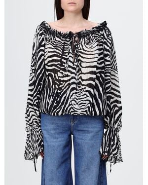Blumarine Viscose Blouse With Animal Print - Blue