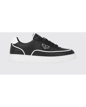Philipp Plein Two-Tone Leather Low-Top Trainers With Applied Logo - White