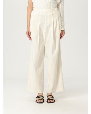 Issey Miyake Comfortable Solid Wide Leg Pants With Pockets And Elastic Waist - Natural