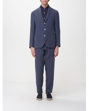 Eleventy Single-Breasted Linen Blend Suit - Blue