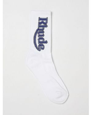 Rhude Ribbed Stretch-Cotton Socks With Contrasting Jacquard Logo - White