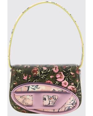 DIESEL 1Dr Schultertasche Von Mit Blumendruck Und Oval D-Logo - Pink
