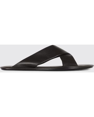 Saint Laurent Carlyle Smooth Calfskin Slide Sandals - Black