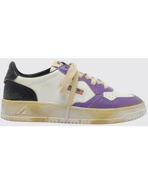 Autry Medalist Low Super Vintage Bicolor Leather Sneakers With Worn Effect - White
