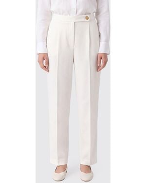 Liviana Conti Pantalón De Sastre Adam De En Crepé De Talle Alto Y Pernera Recta - Blanco