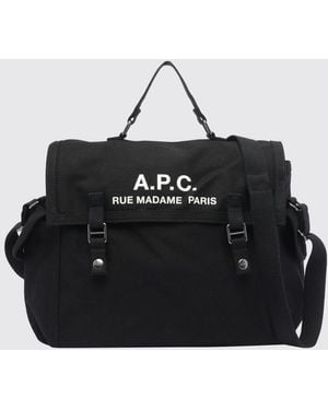 A.P.C. Récupération Cotton Travel Bag With Printed Logo And Removable Strap - Black