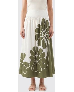 FARM Rio Falda Midi De Algodón Con Estampado Floral - Verde