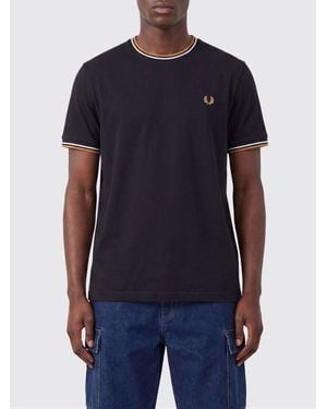 Fred Perry Cotton T-Shirt With Logo - Blue