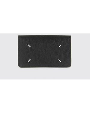Maison Margiela Four Stitches Grained Leather Bifold Card Holder - Grey