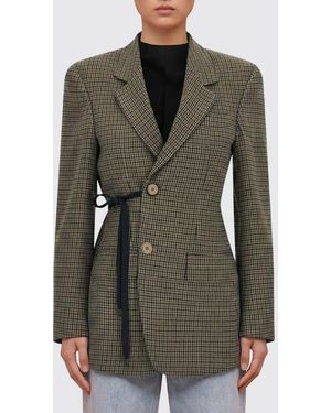 Balenciaga Checked Double-Breasted Blazer - Green
