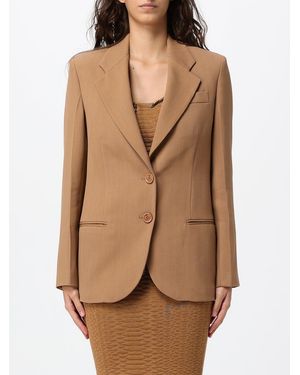 Elisabetta Franchi Blazer De Botonadura Sencilla En Gabardina Con Solapas De Pico - Neutro