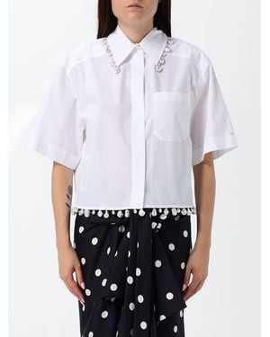 Sportmax Relaxed Fit Cotton Shirt With Pearl Embellishments - White