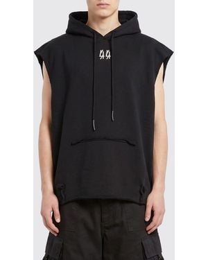 44 Label Group Ärmelloser Baumwoll-Hoodie Mit Rückenlogo - Schwarz