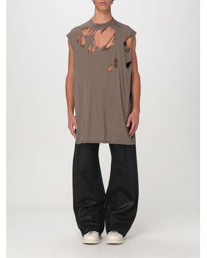 Rick Owens T-Shirt Oversize Con Maxi Rotture Drkshdw - Grigio