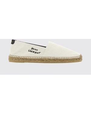 Saint Laurent Espadrilles Aus Baumwollmischung Mit Gesticktem Logo - Weiß