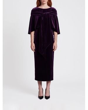 Alberta Ferretti Asymmetrisches Midi-Kleid Aus Samt Für Festliche Anlässe - Blau
