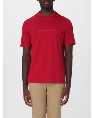 Emporio Armani Basic Cotton T-Shirt With Eagle - Red