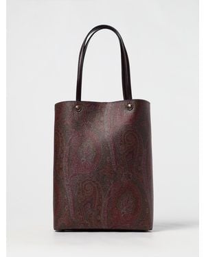Etro Tasche Essential Aus Beschichteter Baumwolle Mit Paisley-Print Und Leder - Braun