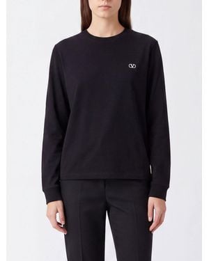 Valentino Garavani Long-Sleeved Cotton T-Shirt With Vlogo Signature - Blue