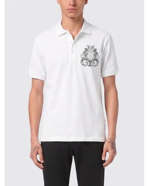 Billionaire Cotton Polo Shirt With Logo Emblem - White