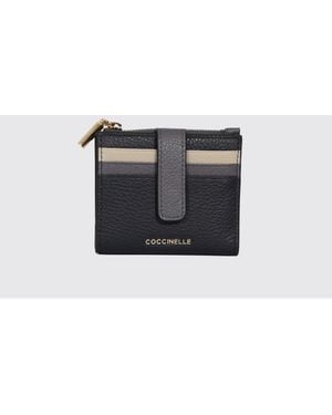 Coccinelle Cartera Bifold De Piel Granulada Con Rayas - Azul