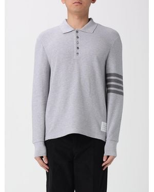 Thom Browne 4-Bar Cotton Polo - Grey