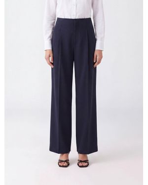 Alberta Ferretti High-Waisted Pleated Stretch-Viscose Wide-Leg Pants - Blue