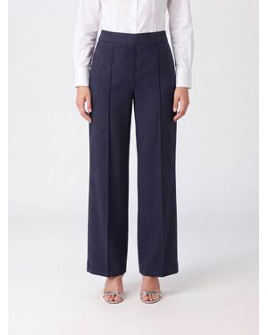 Semicouture High-Waisted Wide-Leg Trousers - Blue