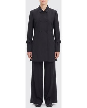 Courreges CourrÈ Ges Knee-Length Double-Breasted Wool Coat With Cuff Straps - Blue
