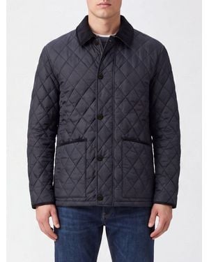 Burberry Quilted Nylon Jacket With Velvet Collar And Check Lining - Blue