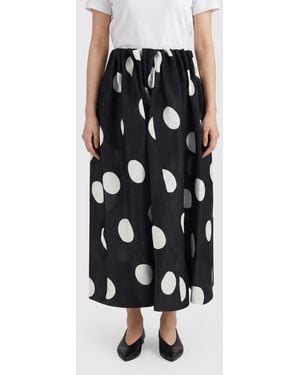 KHAITE Polka-Dot Silk A-Line Midi Skirt With Elasticated Waist - White