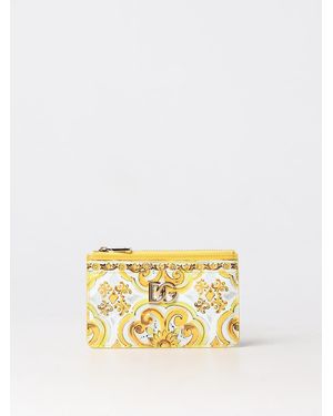 Dolce & Gabbana Porta carte giallo con stampa majolica - Metallizzato