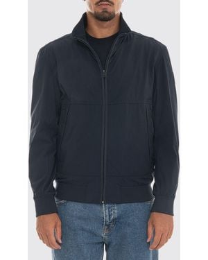 BOSS Water-Repellent Softshell Bomber Jacket With High Neck And Zip Closure - Blue